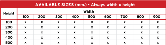 Product 1 Aviable Sizes