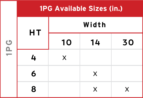 Product 1 Aviable Sizes