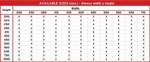 Product 1 Aviable Sizes