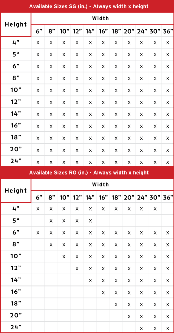 Product 1 Aviable Sizes